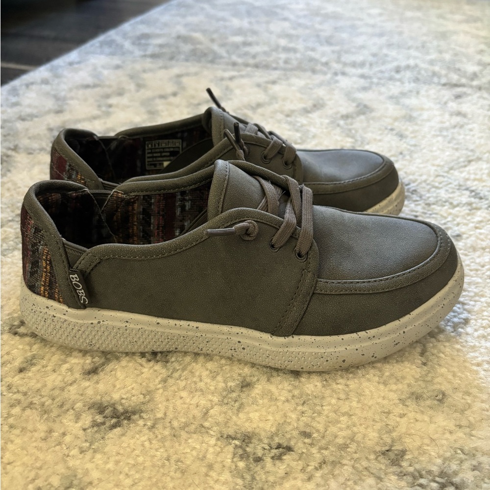 Bobs Memory Foam Boat Shoes in Grey